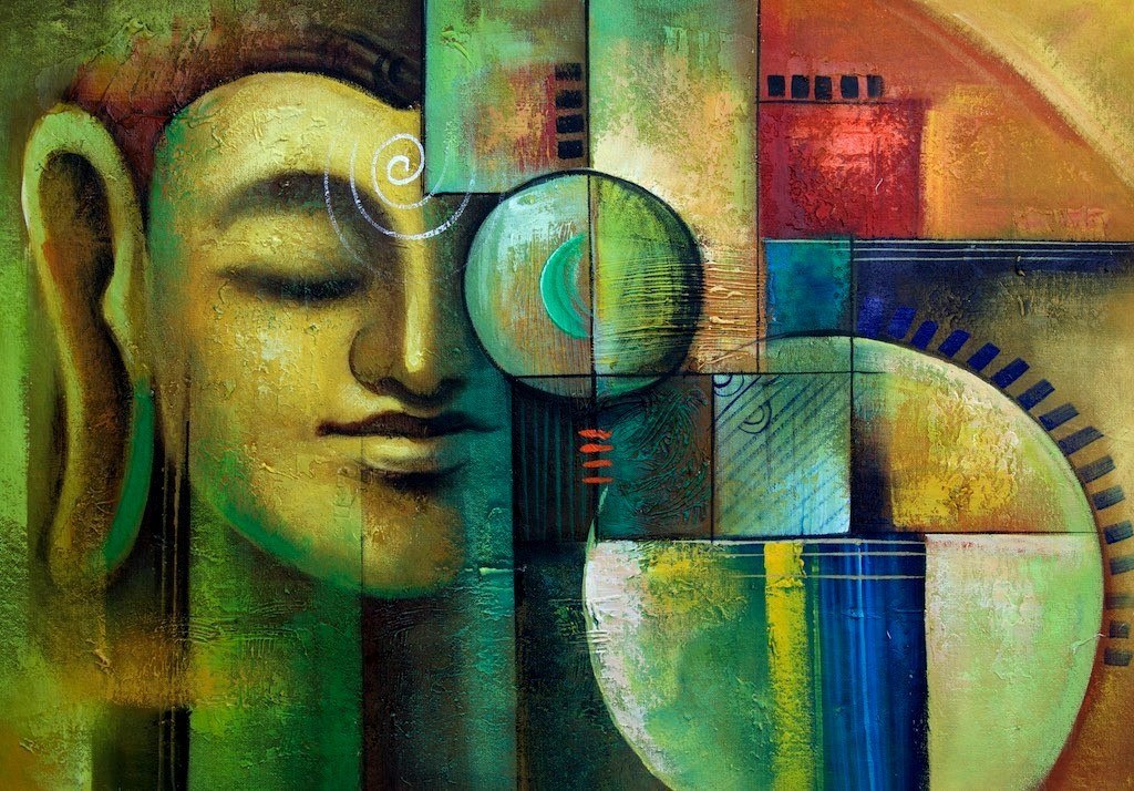 1024x714 Buy Buddha With Orb By Community Artists Group@ Rs. 6090. Code - Green Buddha Painting