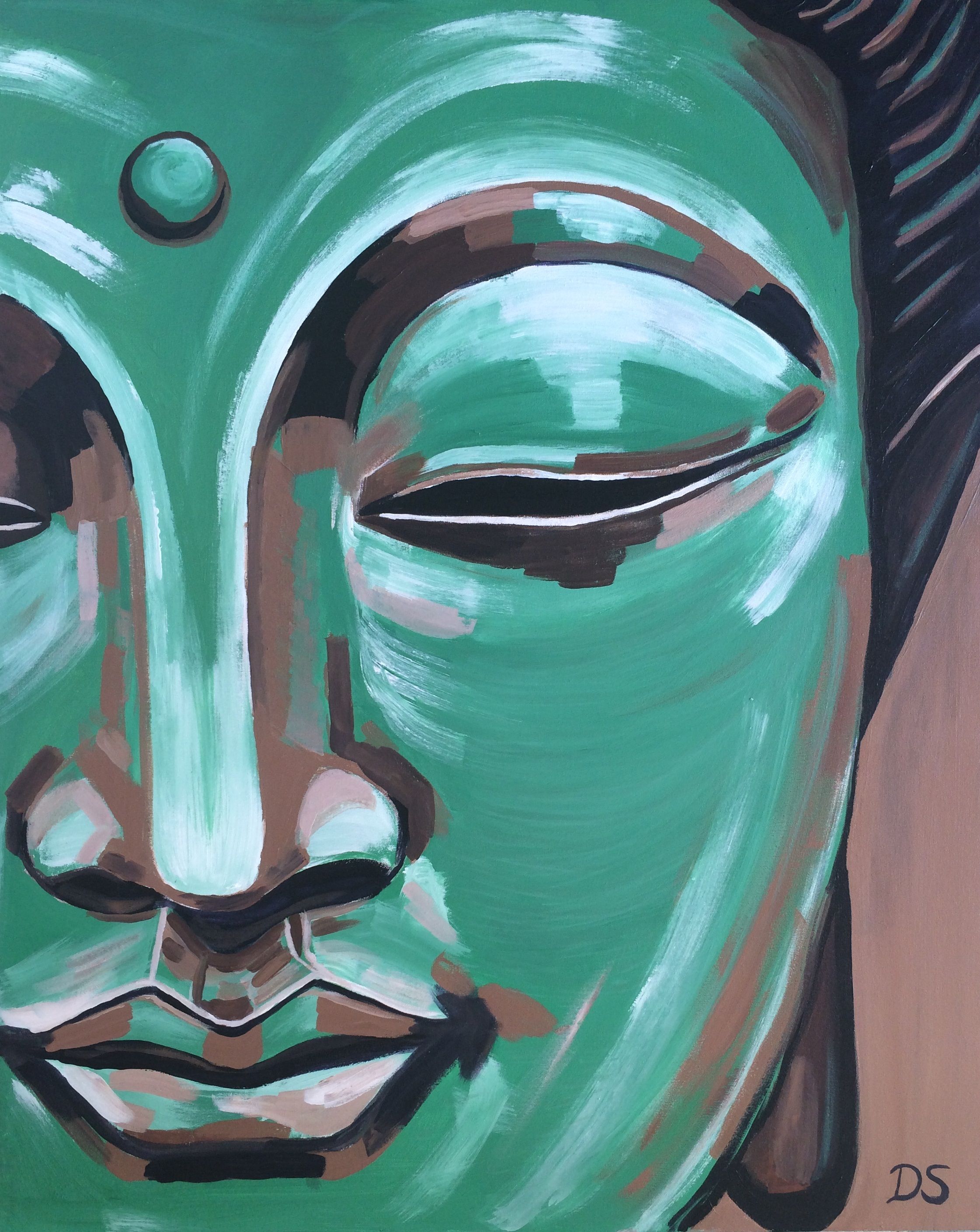 2242x2817 3. We Love Art Denise Schmitz Painting Green Buddha.jpg - Green Buddha Painting