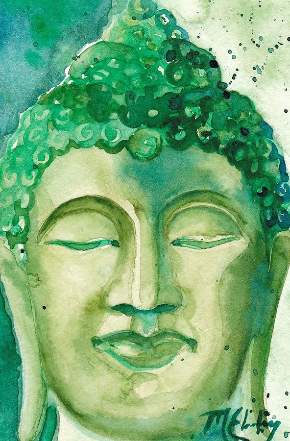 592x900 Green Buddha Painting By Melissa Ebeling - Green Buddha Painting