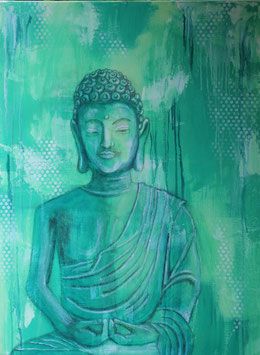 260x355 Green Buddha On Abstract Background - Green Buddha Painting
