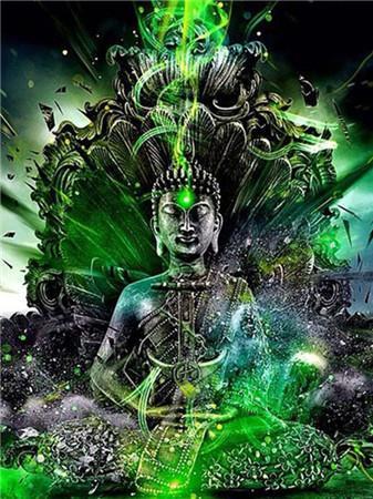337x450 5d Diamond Painting Blue Or Green Buddha Amazello - Green Buddha Painting