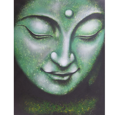 400x398 Bali Painting Buddha Painting Green Buddha - Green Buddha Painting