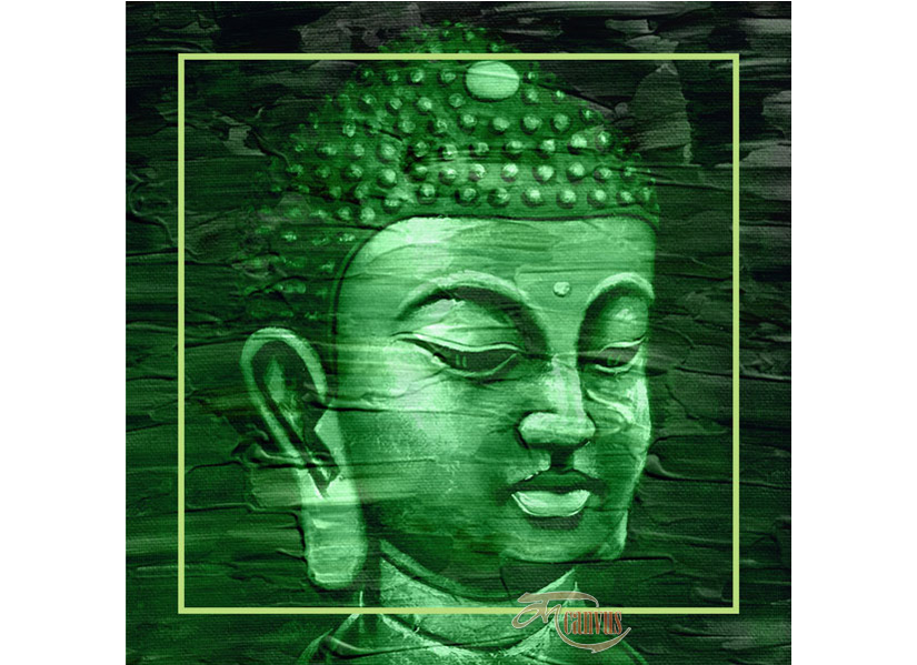 825x599 Buddha - Green Buddha Painting