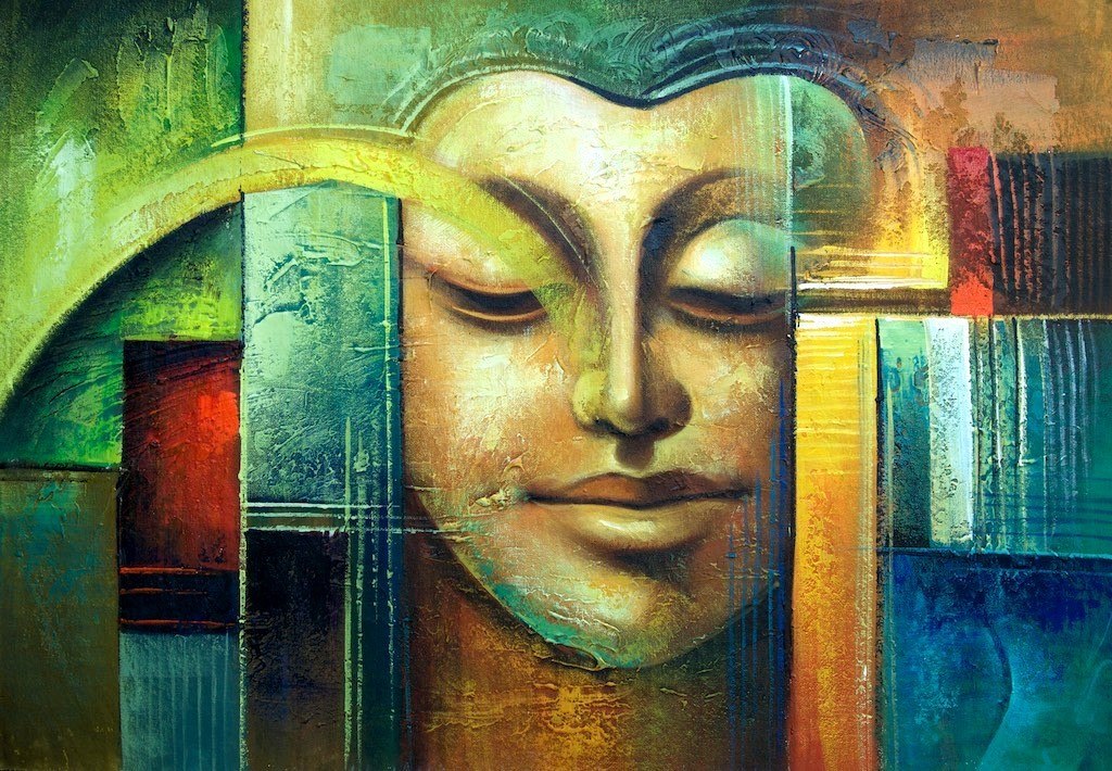 1024x710 Buy Abstract Green Buddha By Community Artists Group@ Rs. 6090 - Green Buddha Painting