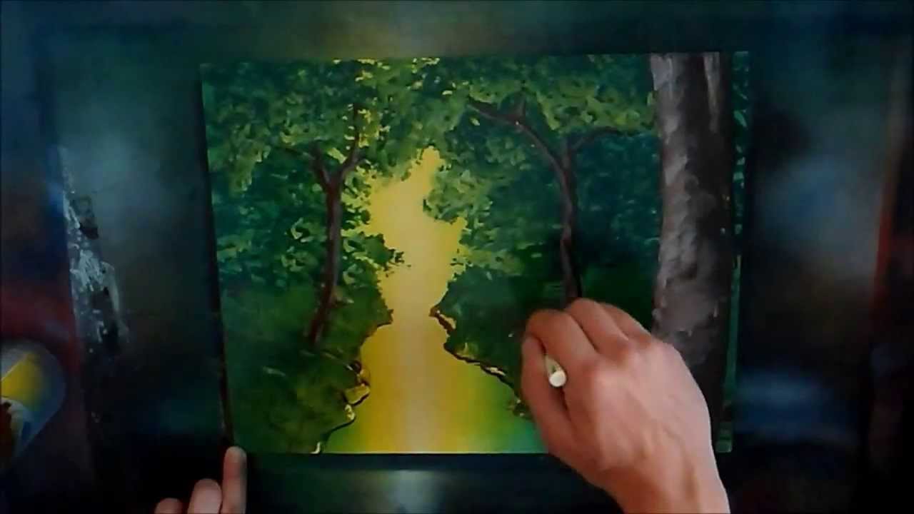 1280x720 Green Forest Spray Painting - Green Forest Painting