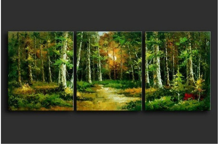 715x469 Abstract Modern Green Forest Tree Oil Painting Canvas 100% Free - Green Forest Painting