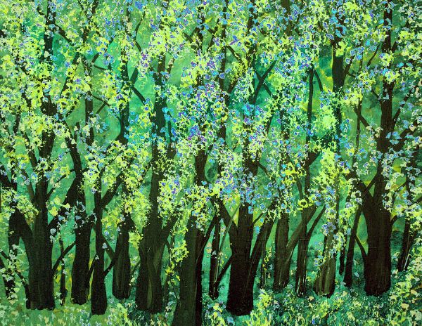 600x464 Bob Ross Blue Green Forest Painting - Green Forest Painting