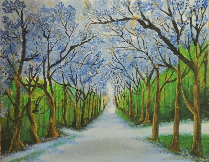 821x638 Buy Green Forest Way Handmade Painting By Rakhee Sharma. Code - Green Forest Painting