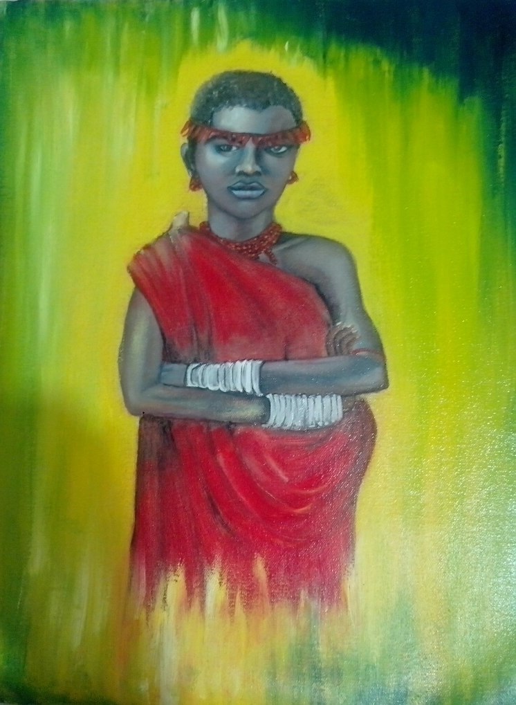 746x1019 African Lady - Green Lady Painting