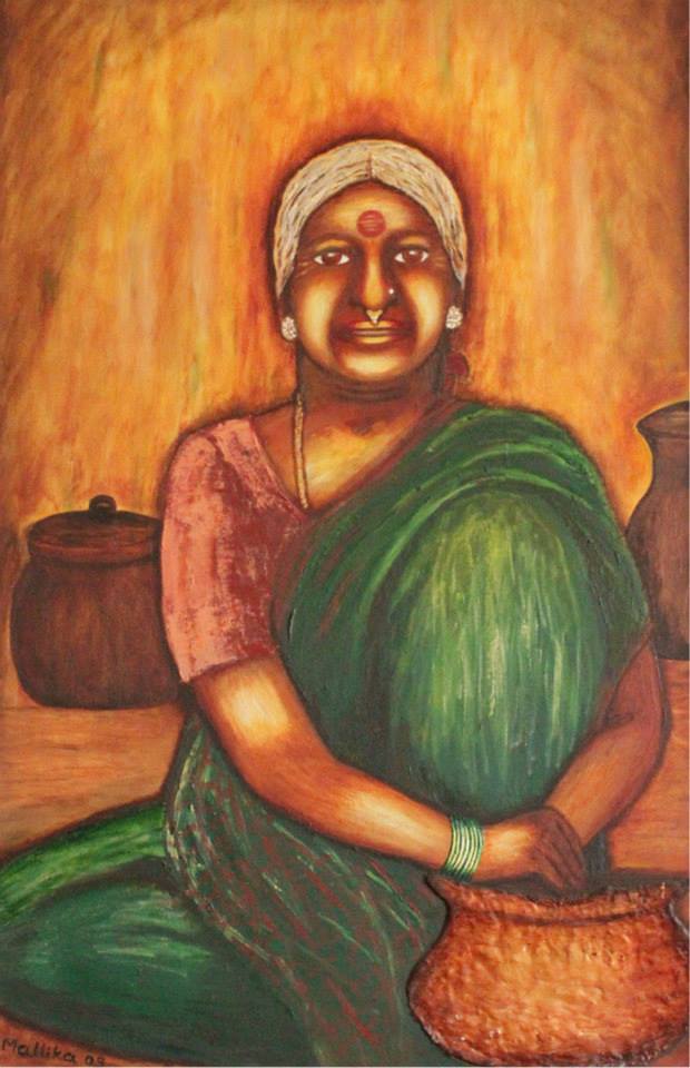 620x960 Buy Grand Mother 2 By Mallika Bulusu@ Rs. 47490. Code - Green Lady Painting
