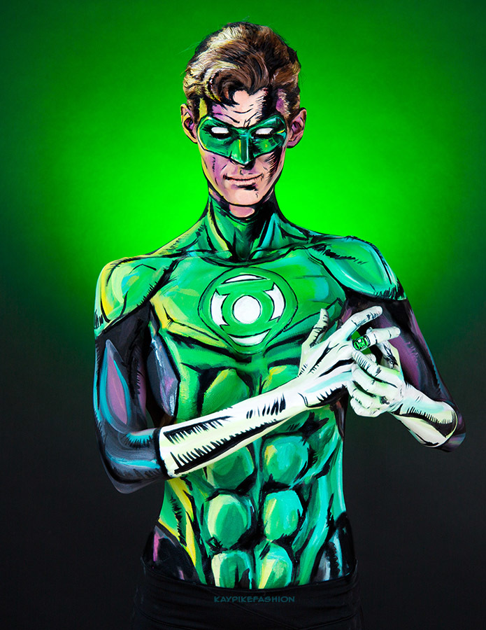 695x900 Green Lantern Bodypaint 8.5x11 Print Kaypikefashion Online - Green Lantern Painting