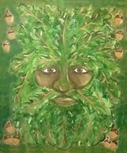 410x493 Green Man Painting Chakra Doodles Spiritual Paintings - Green Man Painting