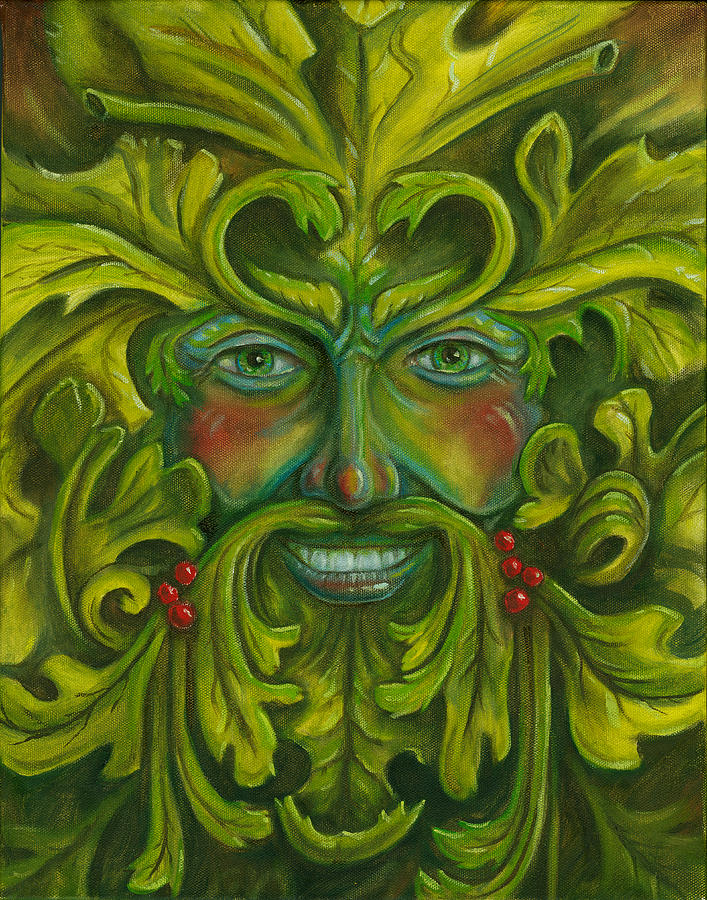 707x900 Green Man Painting By Billy Leslie - Green Man Painting