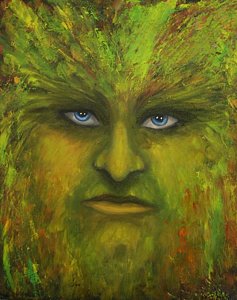 237x300 Greenman Painting By Kristen R Kennedy - Green Man Painting