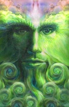 236x364 Oak King Green Man Pagan God 8x10 Print Pagan Bohemian Mythology - Green Man Painting