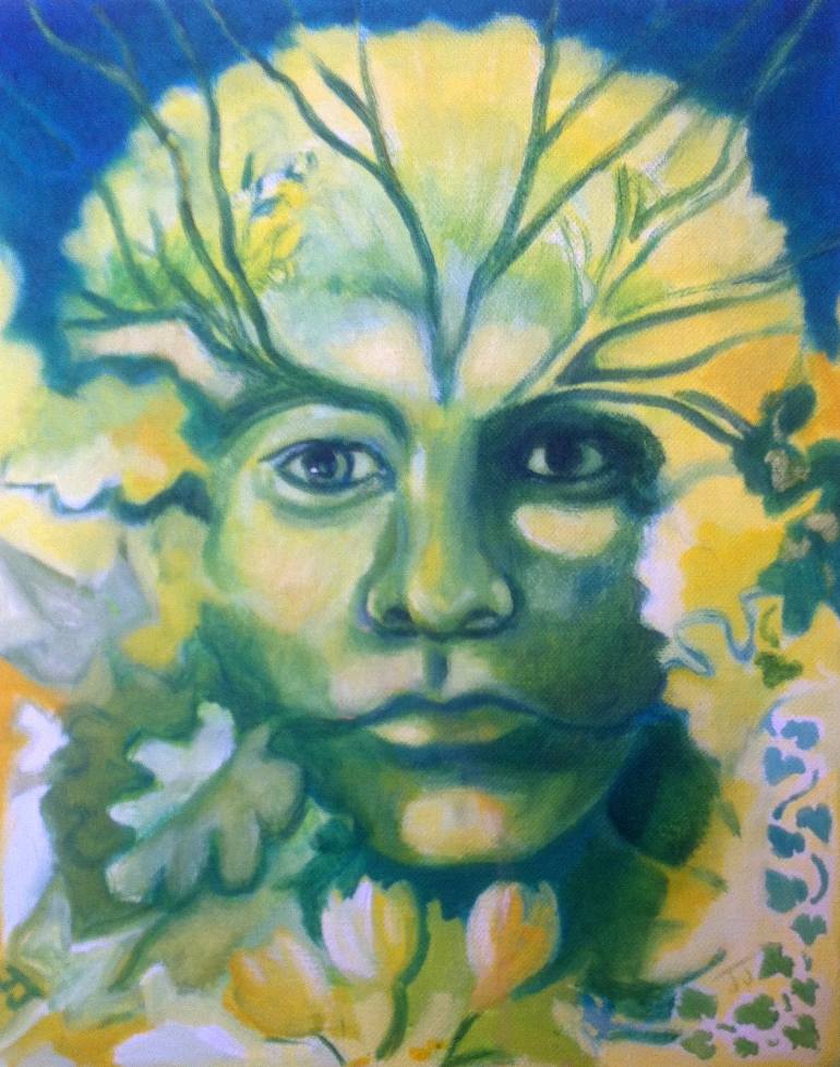770x978 Saatchi Art The Green Man Painting By Janice Johnson - Green Man Painting