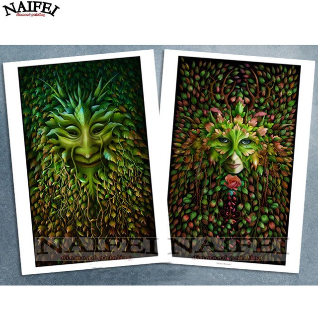 640x640 Diy Full Square 5d Diamond Painting Cross Stitchgreen Man Amp Green - Green Man Painting
