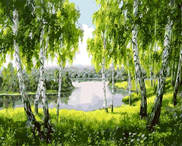 600x481 Diy Painting By Numbers - Green Painting