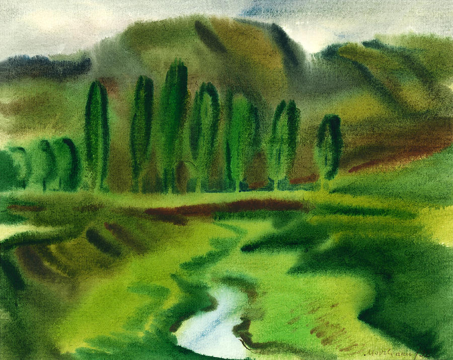 900x716 Green Landscape Painting By Vasile Movileanu - Green Painting