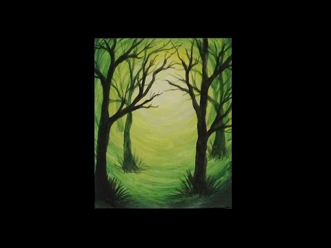 480x360 Acrylic Silhouette Painting - Green Painting