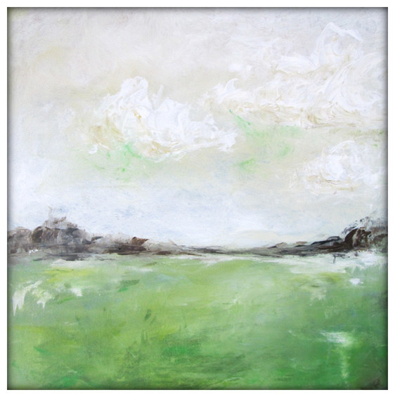 562x565 Abstract Landscape Modern Minimalist Acrylic Painting On Canvas - Green Painting On Canvas