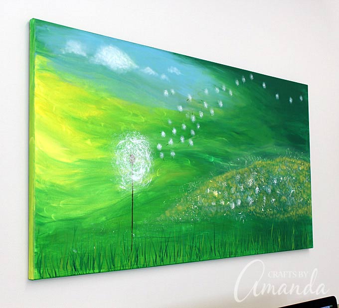 680x618 Dandelion Painting On Canvas - Green Painting On Canvas