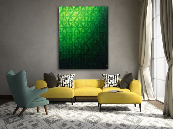 552x414 Fine Art Abstracts And Sacred Geometry Art For Large Spaces - Green Painting On Canvas
