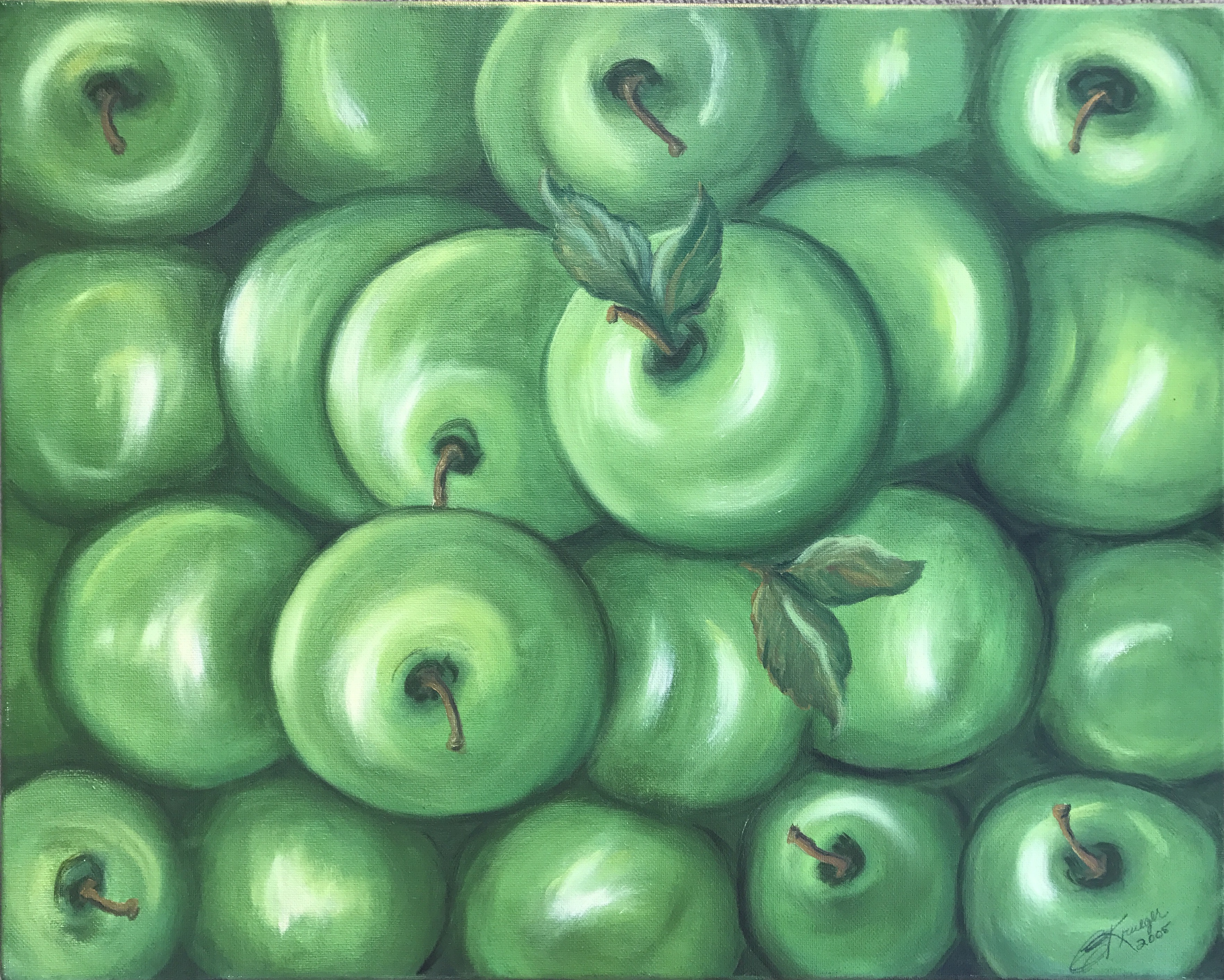 3529x2825 Green Apples By C. E. Krueger - Green Painting On Canvas