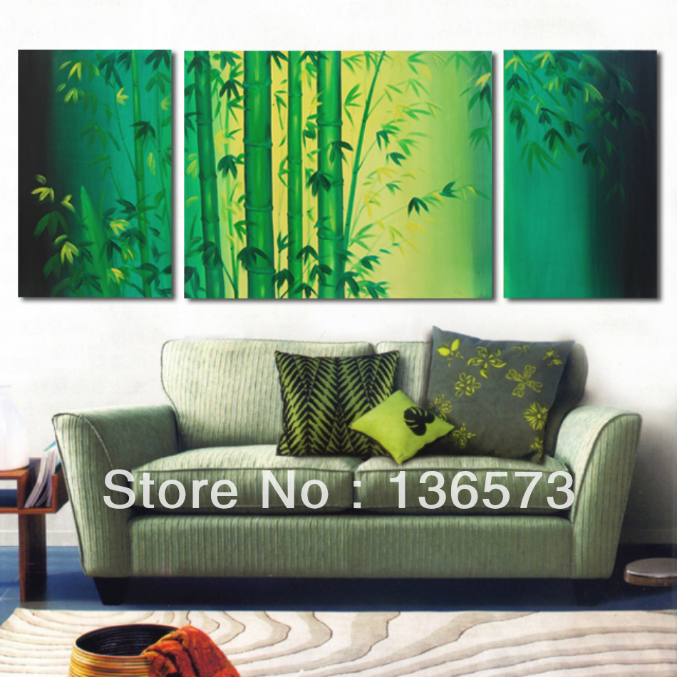 950x950 Green Chinese Bamboo Trees Oil Painting On Canvas Hand Painted - Green Painting On Canvas