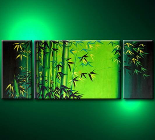 532x480 Bamboo Green Natural Scenery Tree Landscape Abst50t Oil Painting - Green Painting On Canvas