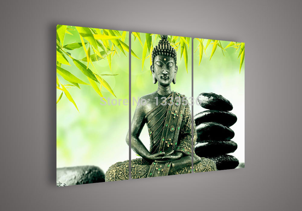 1000x700 2018 Wall Art Religion Buddha Green Oil Painting On Canvas - Green Painting On Canvas