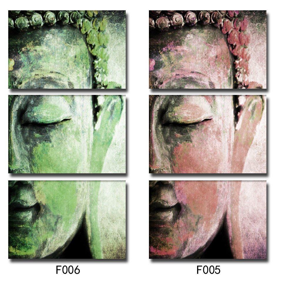960x960 3 Panel Wallrt Buddha Oil Style Painting On Canvas (Unframed) - Green Painting On Canvas