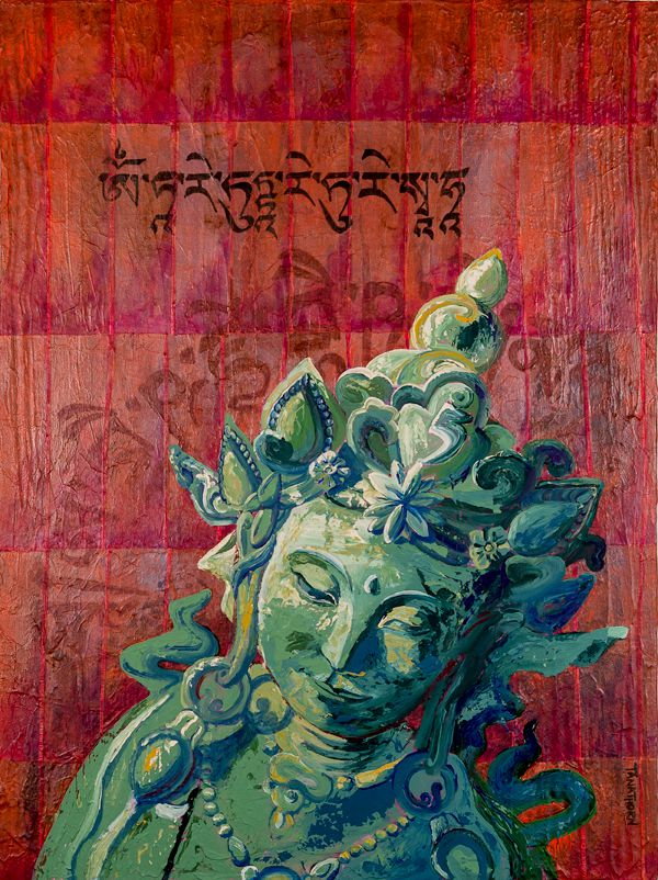 600x802 Green Tara Painting - Green Tara Painting
