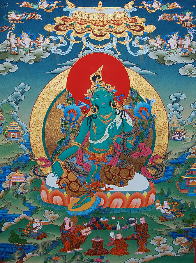 673x900 Green Tara Painting By Binod Art School - Green Tara Painting