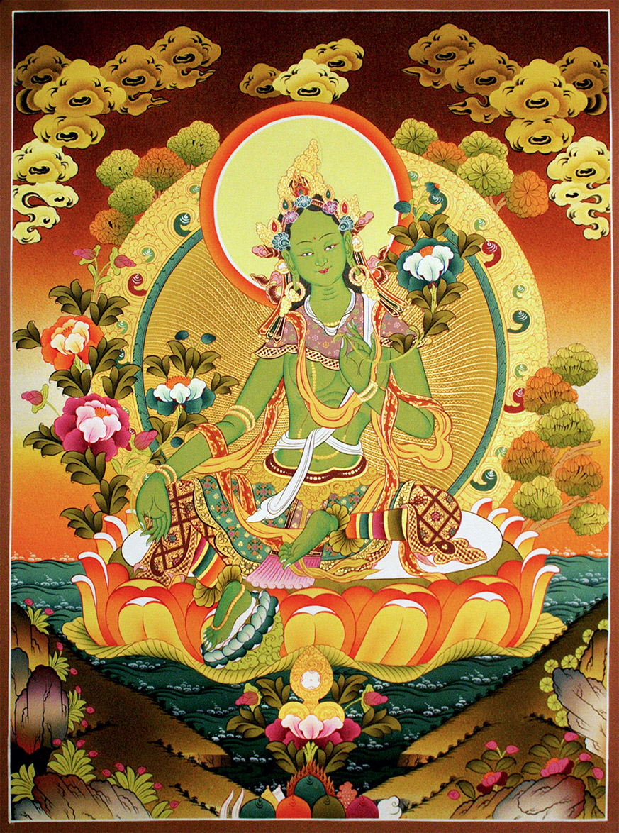 873x1174 Green Tara Thanka Painting - Green Tara Painting