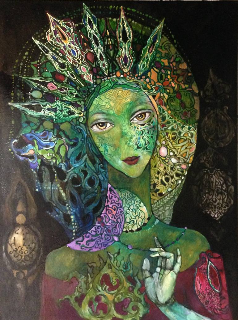 770x1036 Saatchi Art Green Tara Painting By Olga Zelinskaya - Green Tara Painting