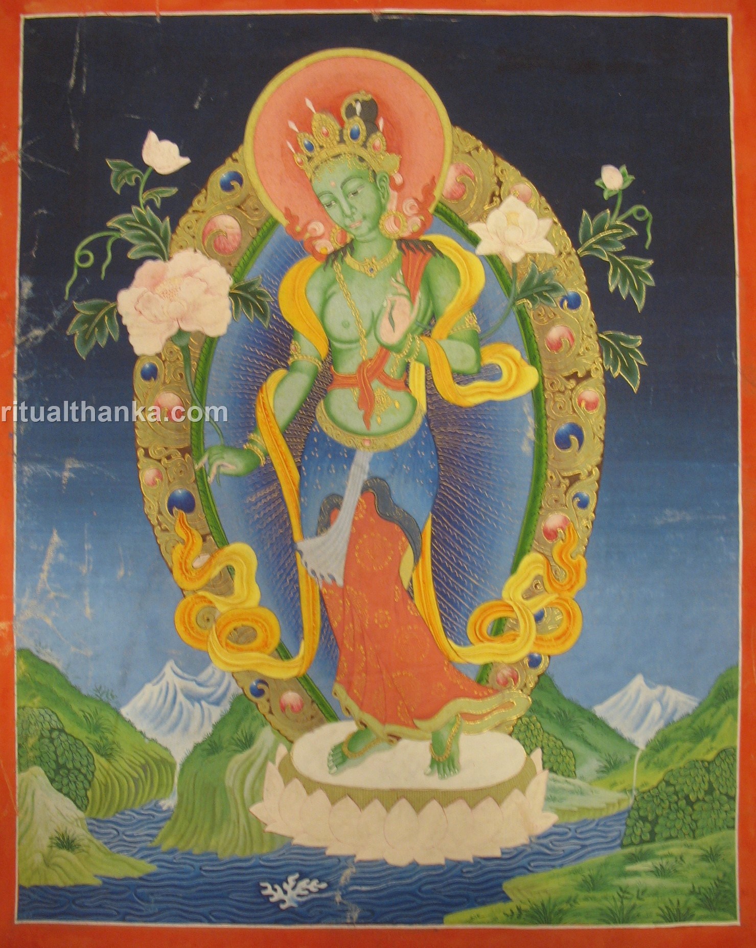 1479x1854 Standing Green Tara Ritual Thanka - Green Tara Painting