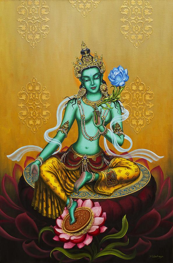 594x900 Tara Verte Peinture Par Yuliya Glavnaya Psychedelic Dreams - Green Tara Painting