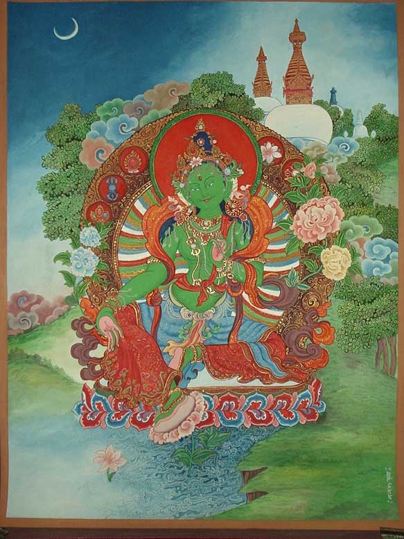 583x778 Green Tara Thangka Painting Thangka Paintings - Green Tara Painting