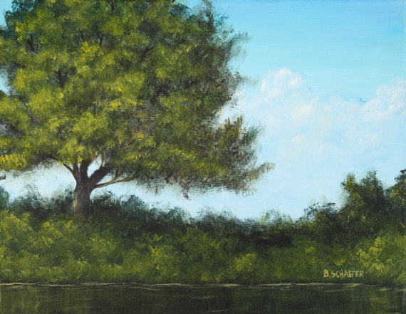 570x441 How To Paint Trees In Acrylic - Green Tree Painting
