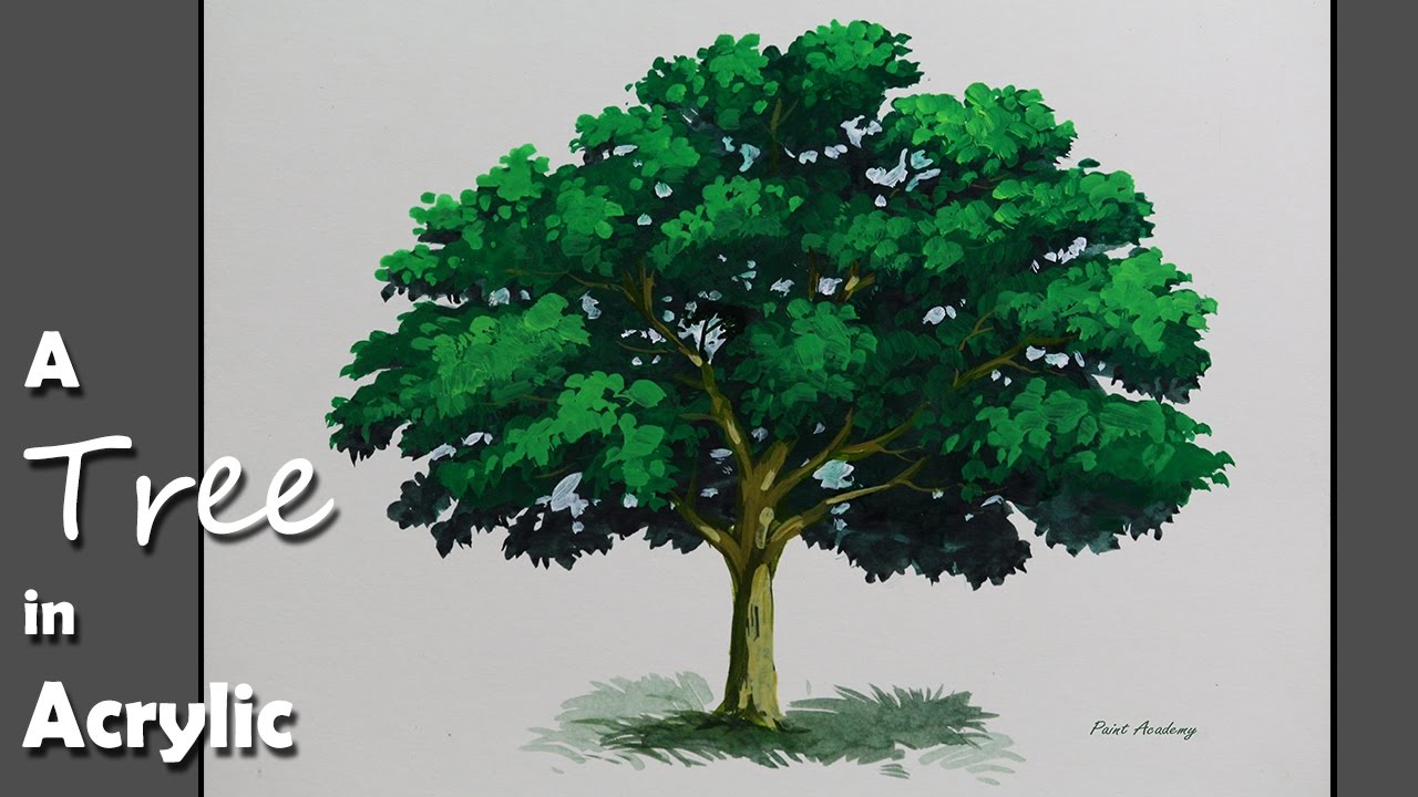 1280x720 Acrylic Painting How To Paint A Tree In Acrylic Step By Step - Green Tree Painting