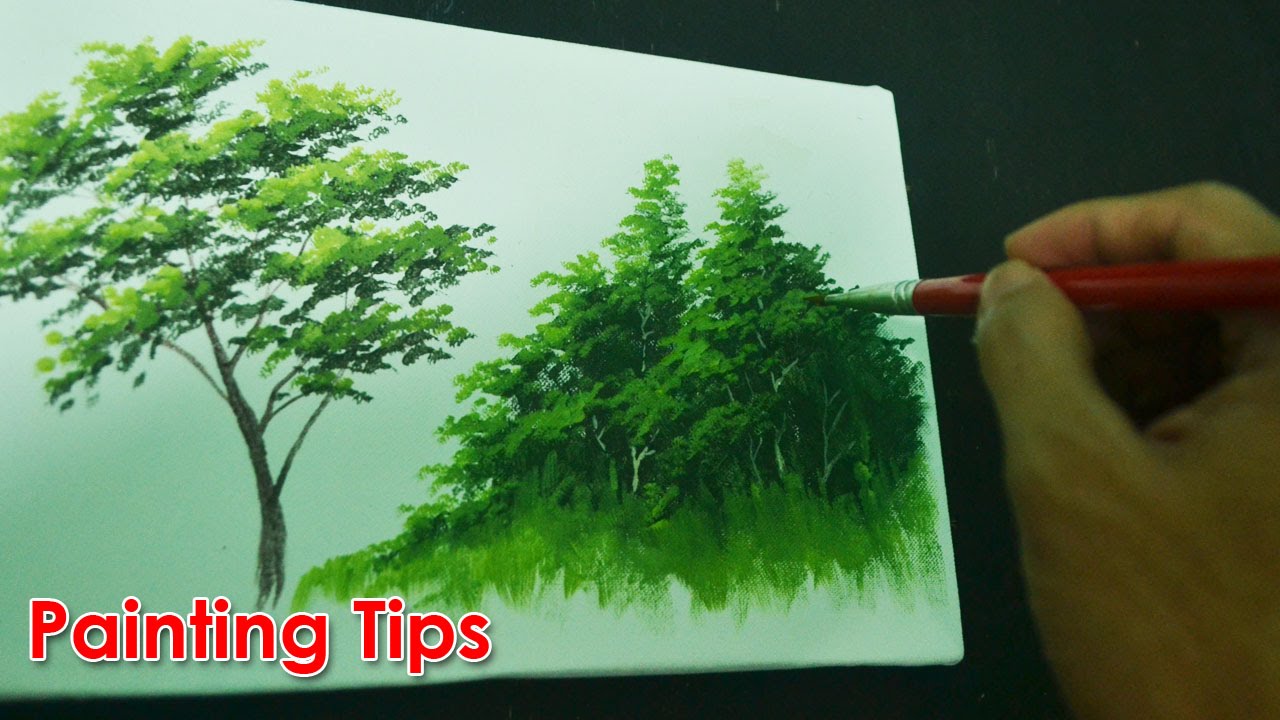 1280x720 Acrylic Painting Lesson - Green Tree Painting