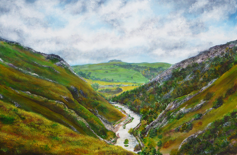 800x526 Painting Of Dovedale Valley By Annmariebone - Green Valley Painting