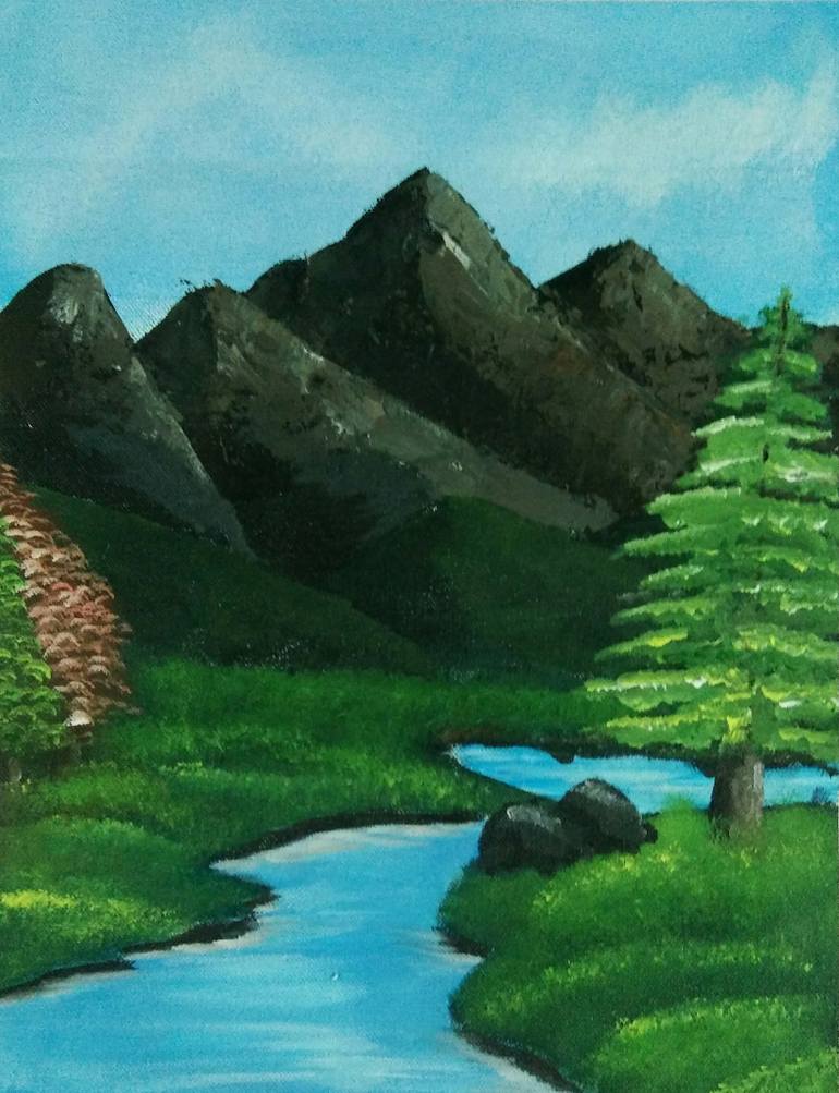 770x1003 Saatchi Art Cool Valley Painting By Jemty Jose - Green Valley Painting