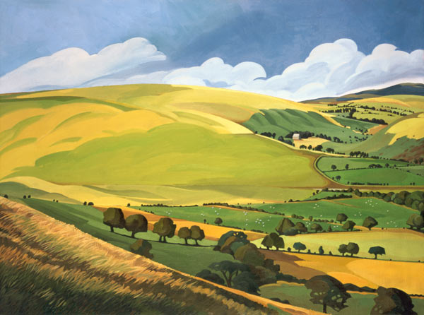 600x446 Small Green Valley, Wales (Oil On Canvas - Green Valley Painting
