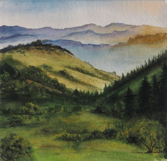 550x529 Artwork By Dr Kanak Sharma - Green Valley Painting