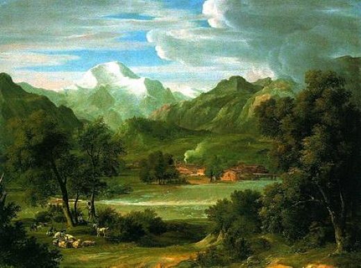 520x386 Original Paintings A Small Village In A Valley Painting - Green Valley Painting