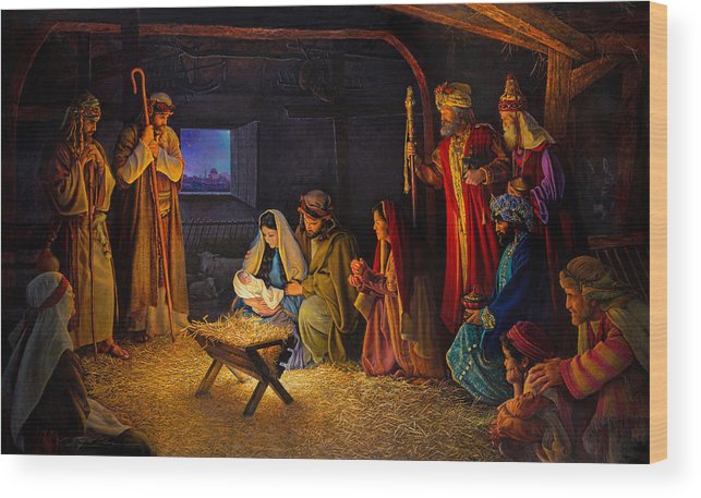 643x457 The Nativity Wood Print By Greg Olsen - Greg Olsen Nativity Painting