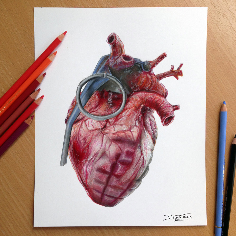894x894 Grenade Heart Print! By Atomiccircus - Grenade Painting