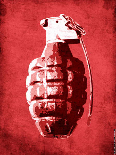 450x600 Oil Painting Reproduction Of Hand Grenade (Pop Art) - Grenade Painting